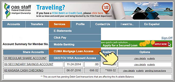 Log in to your OAS FCU online banking